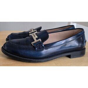 Tod's Double T Navy Leather Loafer 36.5